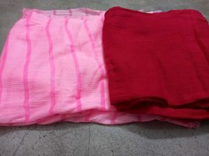 Two Dupattas  - Pink Striped &amp; Red