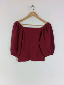 Burgundy Plain Casual Top (Women)