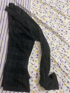 Sheer Shimmer Plaid  Long Sleeve Top