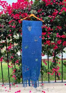 Blue Embroidered Scarf