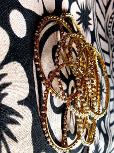 Golden Pearl Bangles Set 1 Dozen