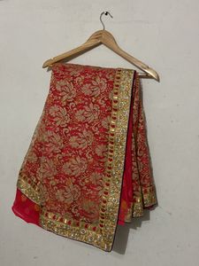 Tameta Pink Saree (pallu Net)