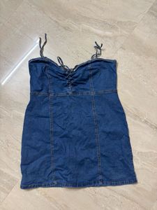 Denim tie up dress