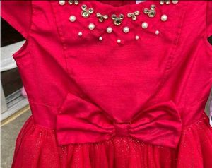New Red Dress with Bow And Free Gift Hair Pin