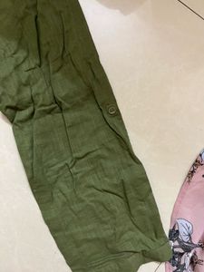 Olive Green Linen Blend Kurta Pants