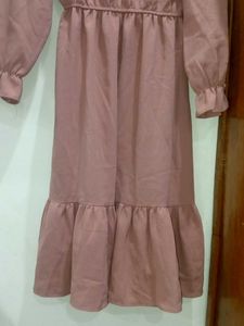 Dusty Rose Ruffle Hem Midi Dress