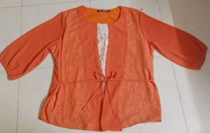 Orange Formal Floral Blouse