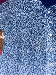 Beautiful Blue Shirt Style Mesh Top....