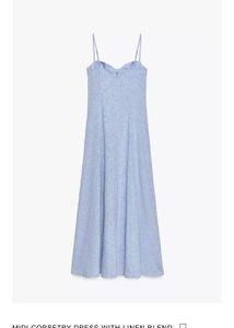 Blue Linen Slit Maxi Dress