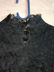 Elegant Lace Mini Dress Layered Black