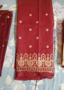 Unstitched Full Suit Mehroon Colour