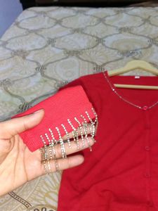 Rhinestones Studded Ribbed Top