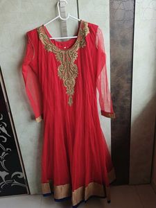 Red Anarkali Kurta With Dupatta