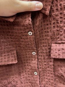Brown Waffle Oversized Knit Crop Top