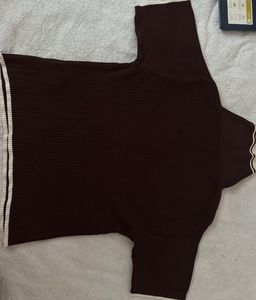 ONLY Brown Ribbed Knit Top