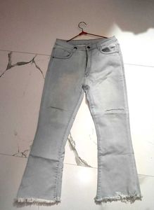 Light Wash Ripped Flare Jeans