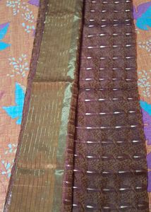 Beautiful Golden Work Silk Saree