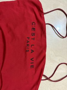 Red 'C'est La Vie' Crop Top