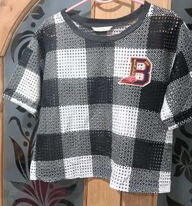 Checkered Crop Top with Patch