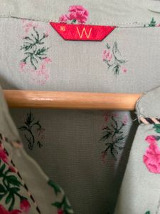W Sea Green Low High Printed Kurta (16)