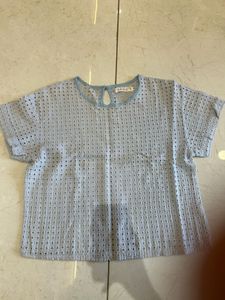 Light Blue Eyelet Top