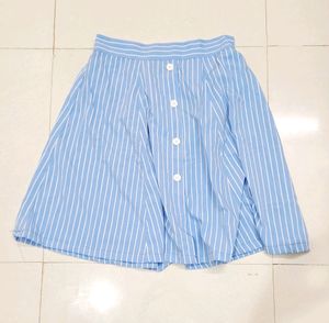 Blue And White Flared Skirt