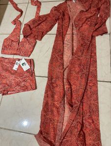 Printed Halter Neck Top skirt Set