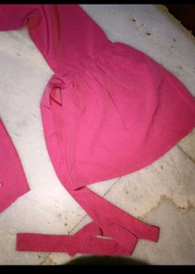 Pink Bell Sleeve Top Embellished With Pearls