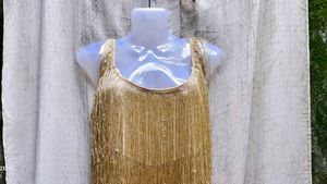 Gold Fringe Party Dress