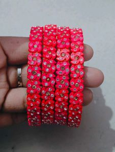 Set of Pink Flower Bangles