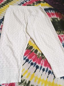 White Embroidered Palazzo Pants