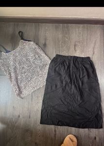 Sequin Top And Skirt Set