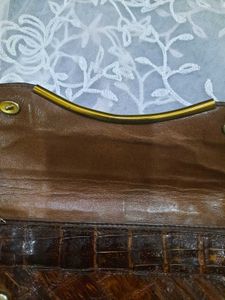 Vintage Crocodile Clutch with Gold Accent