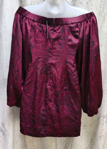 4538. Burgundy Off-Shoulder Dress