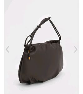 Knotted Handle Hobo Bag - Dark Brown