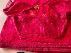 Elegant Mehroom Saree with Embroidered Blouse
