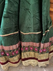 Green Velvet Lehenga Skirt