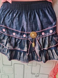 Skirt Top Denim For Kids