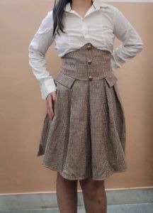Checked High-Waisted Skirt