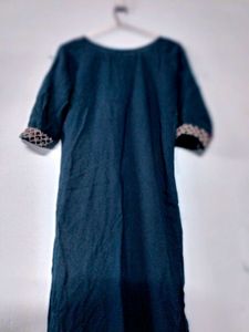 Navy Blue Embroidered Kurti