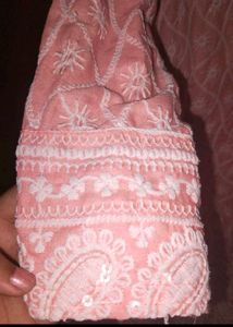 Peach Embroidered Kurti