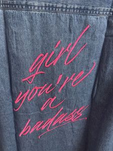 Xxl Denim Pearl Embellished Shirt