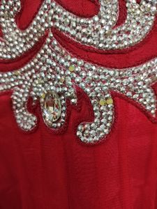 Red Velvet And Net Ethnic Suit |  Size 38