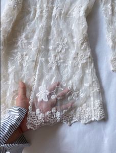 Gorgeous open lace sheer coquette top