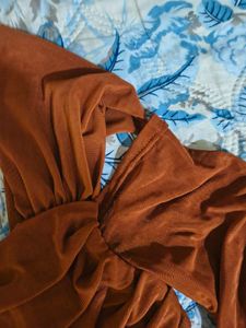 Chic Brown Off-Shoulder Top