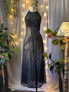 Sheer Black Halter Maxi Dress