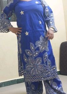 Elegant Blue Embroidered Kurta Set