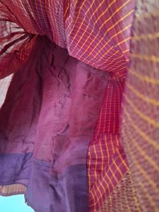 Red &amp; Gold Checked Traditional Silk Dress