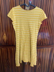 Mustard Striped Mini Dress
