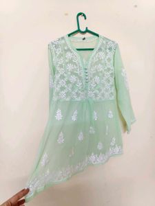 Mint Green Embroidered Tunic Top
